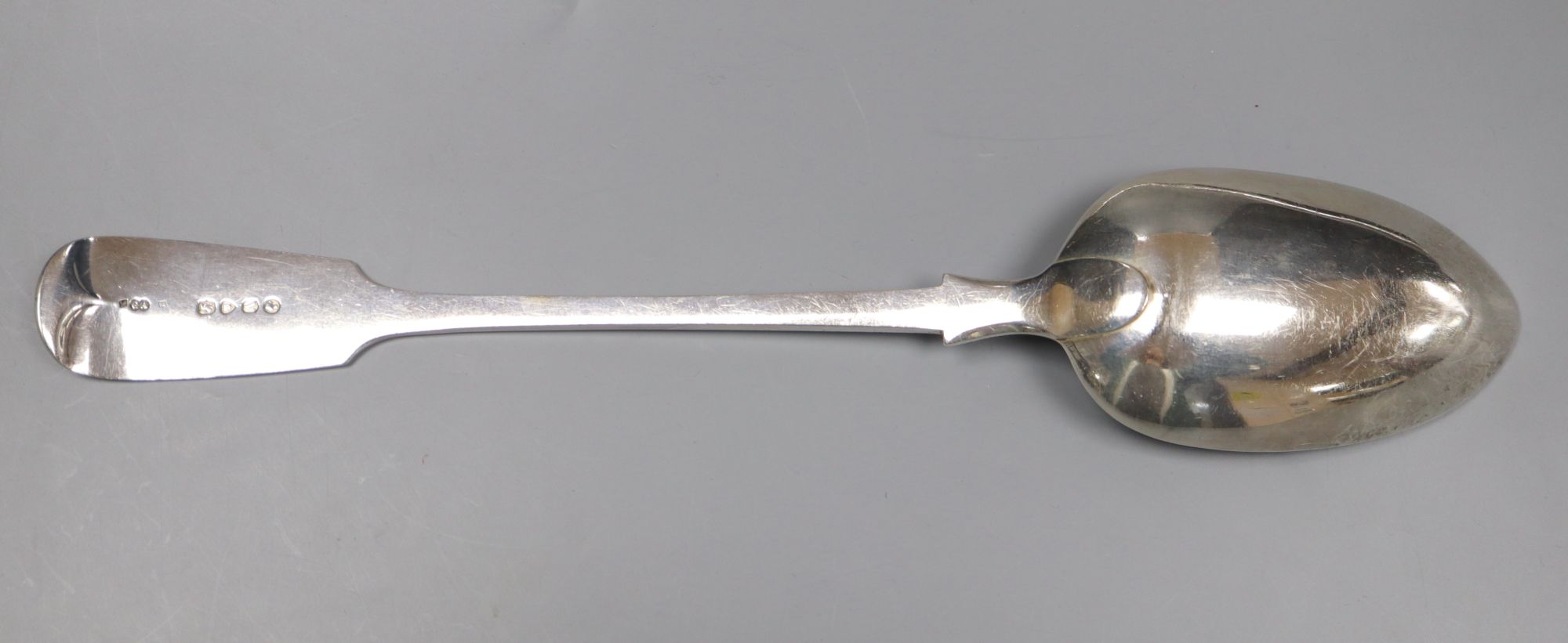 A Victorian silver fiddle pattern basting spoon, George Adams, London, 1876, 30.5cm,
